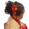 Sweet Kiss Japanese Hair Hair Clip with Hanging Perfect for Years First Doll Summer Fireworks Tsumami Zaiku Ornament, 3-Flower Design, Shichi-Go-San,