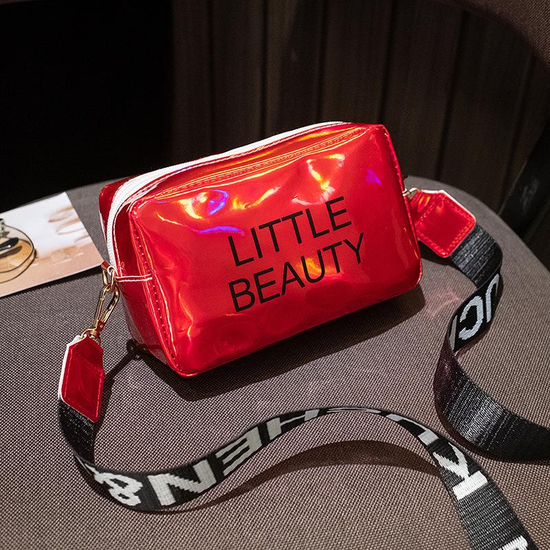 2023 Korean Style Women's Laser Print Crossbody Square Bag - Casual PU Shoulder Handbag
