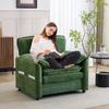 Green Retro Single Sofa with Simple Shape and Double Storage Pocket on the Side, for Small Living Rooms, Balconies, Studies, Bedrooms and Other Rooms