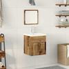 Bathroom Furniture Set Wall Mounted 3 pcs Reclaimed Wood Effect Particleboard