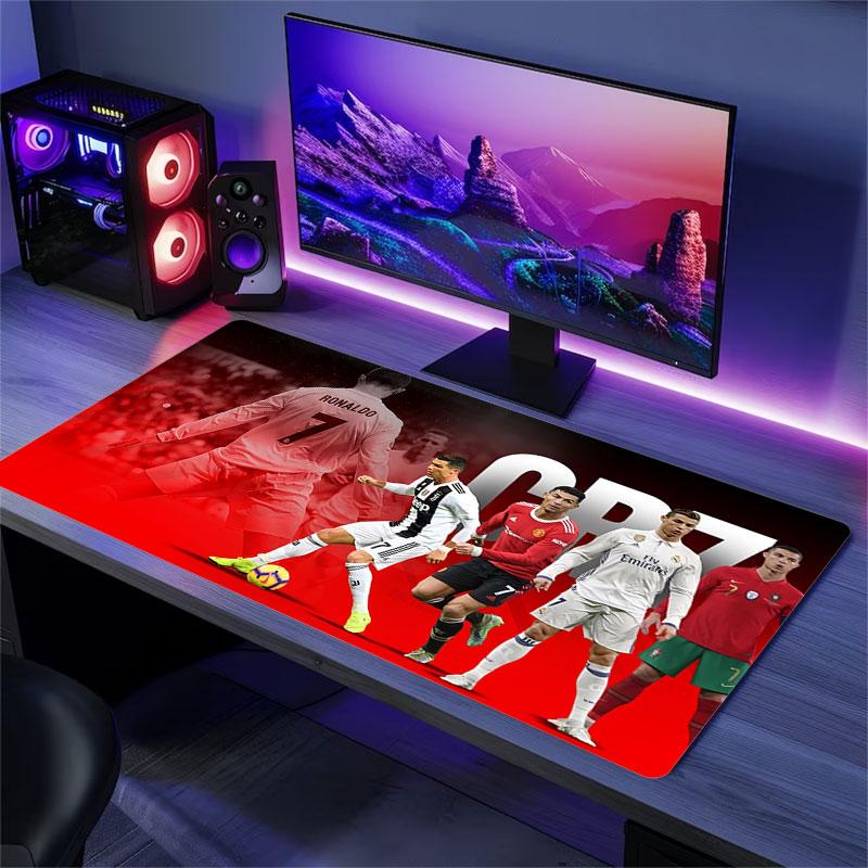 Tappetino Mouse Cristiano Ronaldo, Tappetino da Scrivania XXL Antiscivolo per Gaming, Laptop e Tablet, Tappetino per Mini PC con Bordi Cuciti