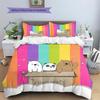 We Bare Bears2 Pattern Bedding Quilt Set  Home Decoration  Gift (1 * Duvet Cover + 2 * Pillowcase  Without Core)