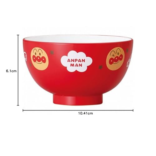 Kinsei Pottery "Go! Anpanman" Lacquered Soup Bowl, Medium, Approx. 11cm, Nakayoshi Series, Red, 066531