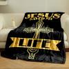 Jesus Saved My Life Cross Blanket  Printed Blanket for Living Room Bed Couch Lunch Break Soft Cozy Blanket for Friend's Festival Gift