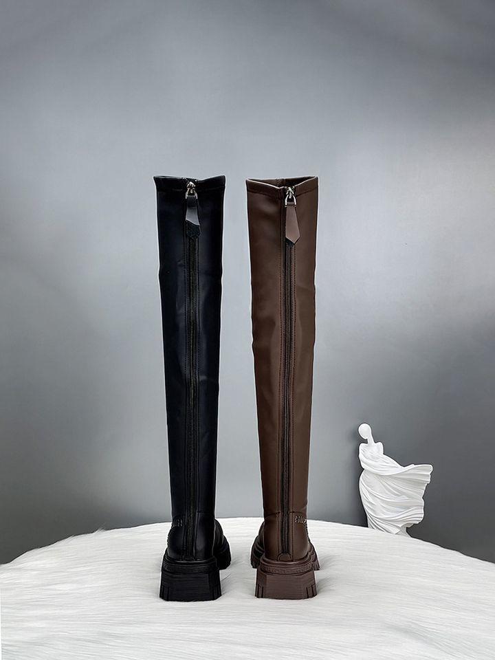 Long boots for women 2026 new autumn and winter season Meilad style slimming and elastic knee high thick soled knight boots