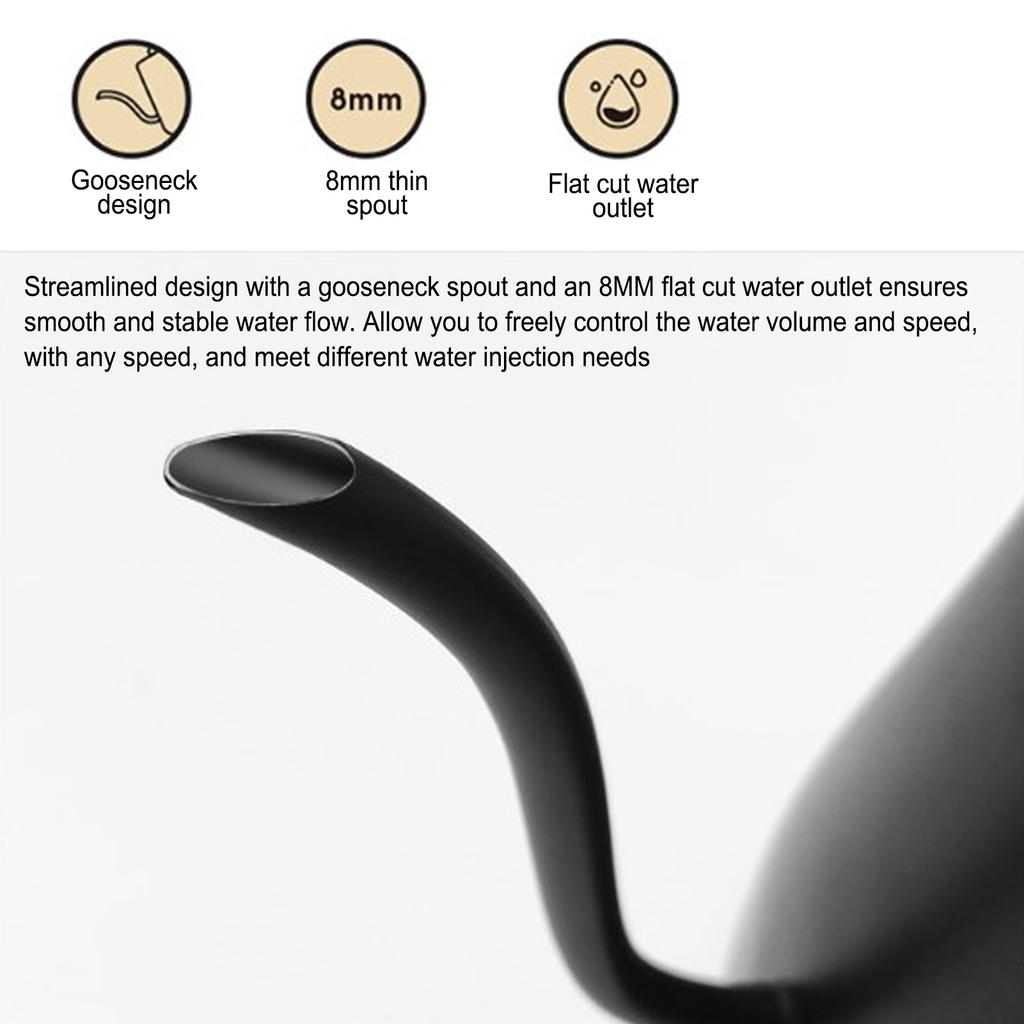 Intelligenter Wasserkocher, 1200W Schnellkochender Schwanenhalskessel mit Temperaturregelung und HD-Display - 1L Edelstahl