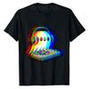 Halloween Party DJ House Music Ghost DJ Optical Illusion EDM TShirt Humorous Funky Rock Print Short Sleeve Y2K Top