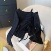 Slim Irregular T Shirt Drawstring Long Sleeve Crop Top Chic Off Shoulder Top  Autumn