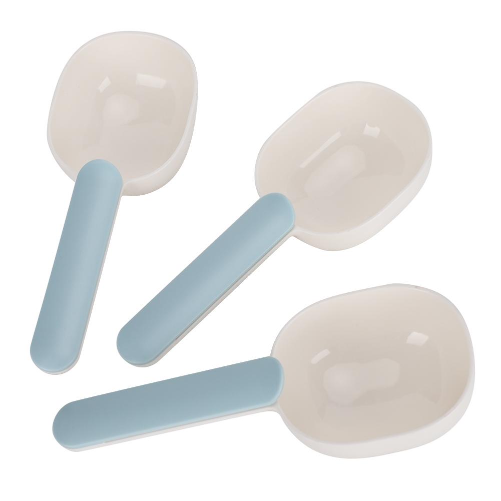 3Pcs High Strength Plastic Pet Food Scoop Cat Dog Feeding Spoon with Handle Clip for Pet Supplies(WhiteBlue )