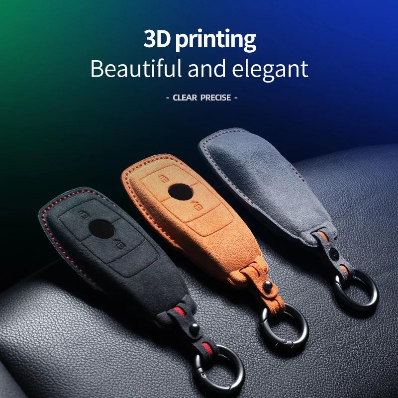 Interior Mouldings Alcantara Car Key Case Cover For Mercedes Benz A C E S G CLS GLC SL Class W176 W177 W205 W206 W212 W213 W222