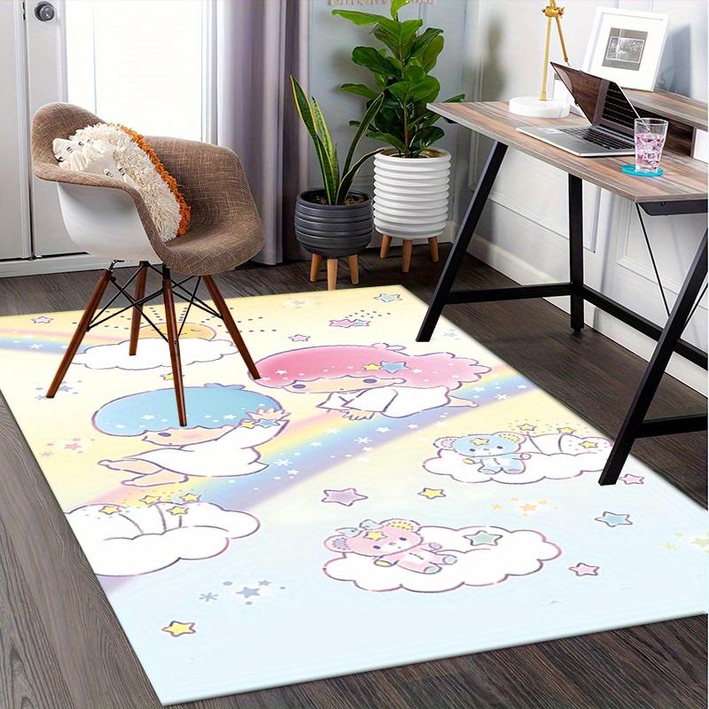 Office Rug "Little Twin Stars", "Kawaii" Anti-Slip Rug, Machine Washable for Living Room, Bedroom, Office, Multiple Sizes, Bedroom Mat, Decorative Mat