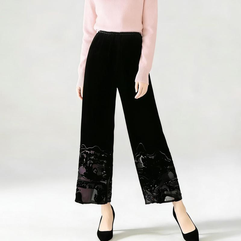 

Mulberry Silk Velvet Burnout Nine-Point Pants L
