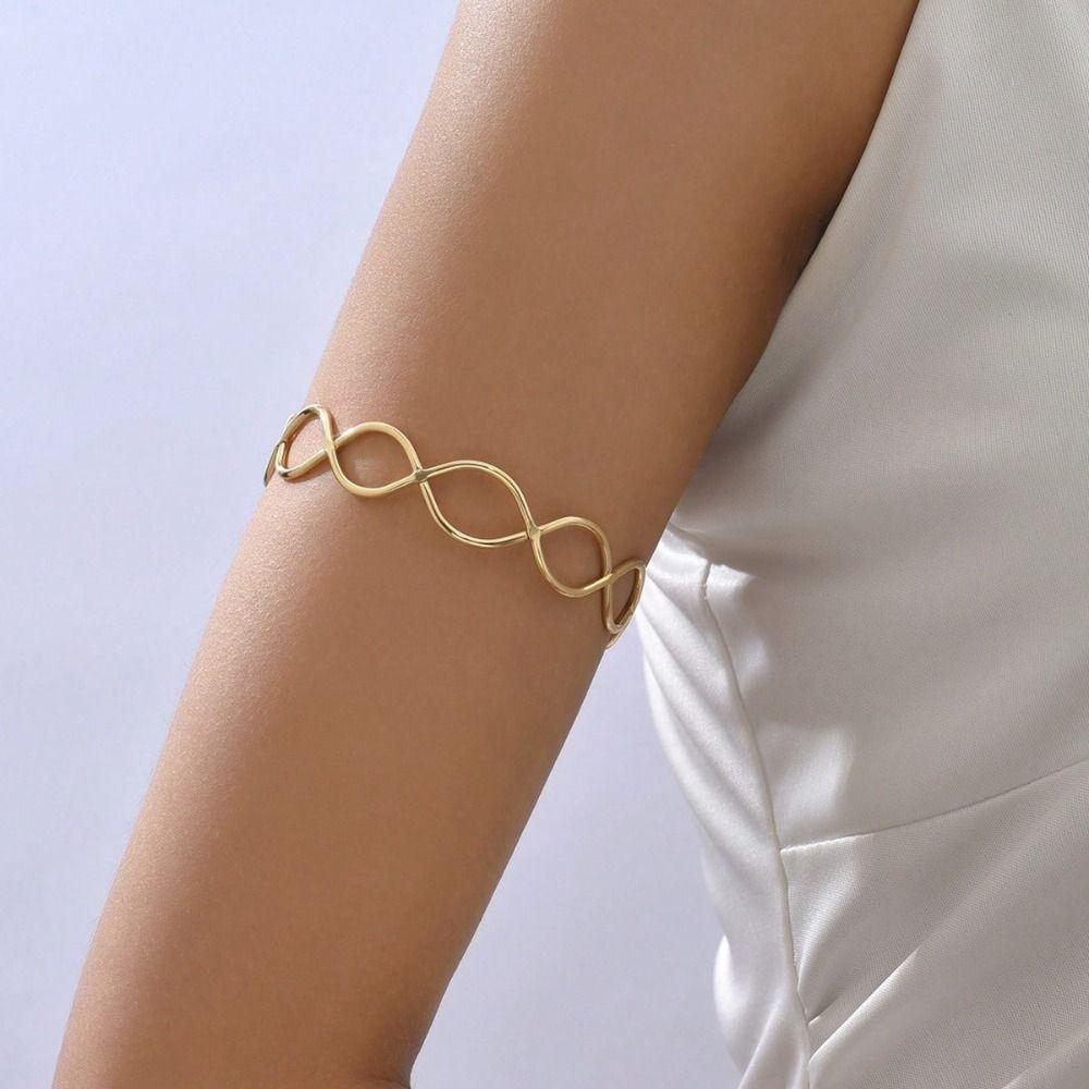 Gold Color Opening Arm Bracelet Metal Arm Bracelet Elegant Armband  Party Occasion