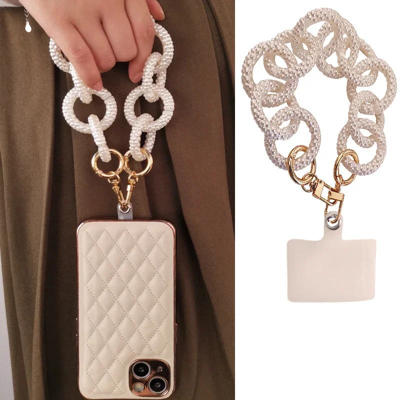 Strap Mobile Phone Shell Universal Patch Anti-lost Lanyards Mobile Phone Lanyard Women's High-end Portable Chain Ring Handmade