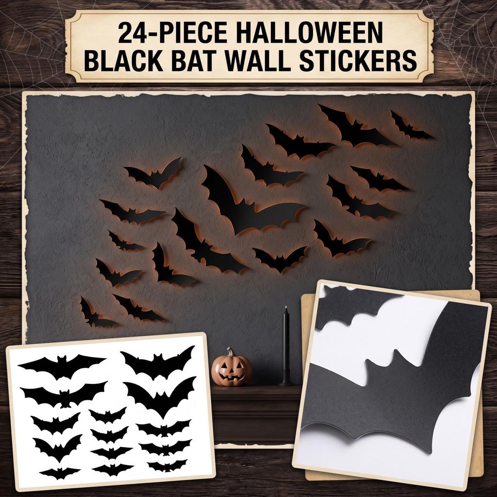 Halloween Black Stickers Count for Party Decorations