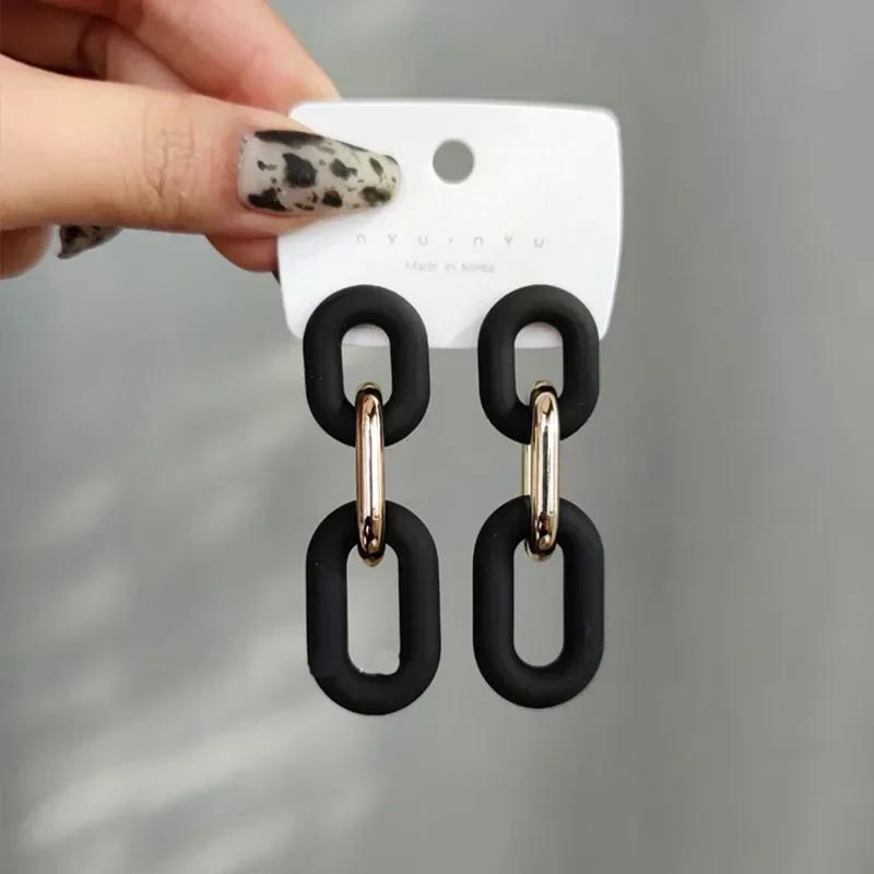 Orecchini Punk Neri Statement per Donna Vintage Brincos Geometrici a Forma di Cuore Pendenti Gioielli di Moda Orecchini Insoliti