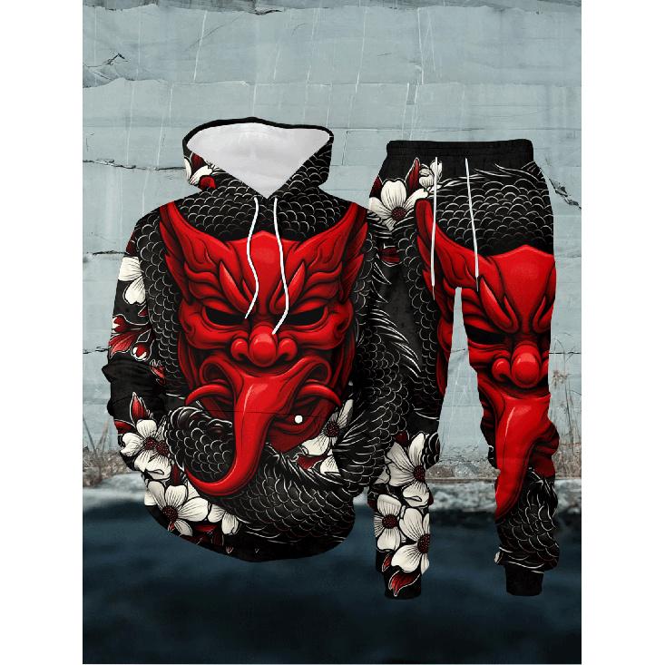 Men s Casual Hoodie Set of 2 with Prajna Mask 3D Print S