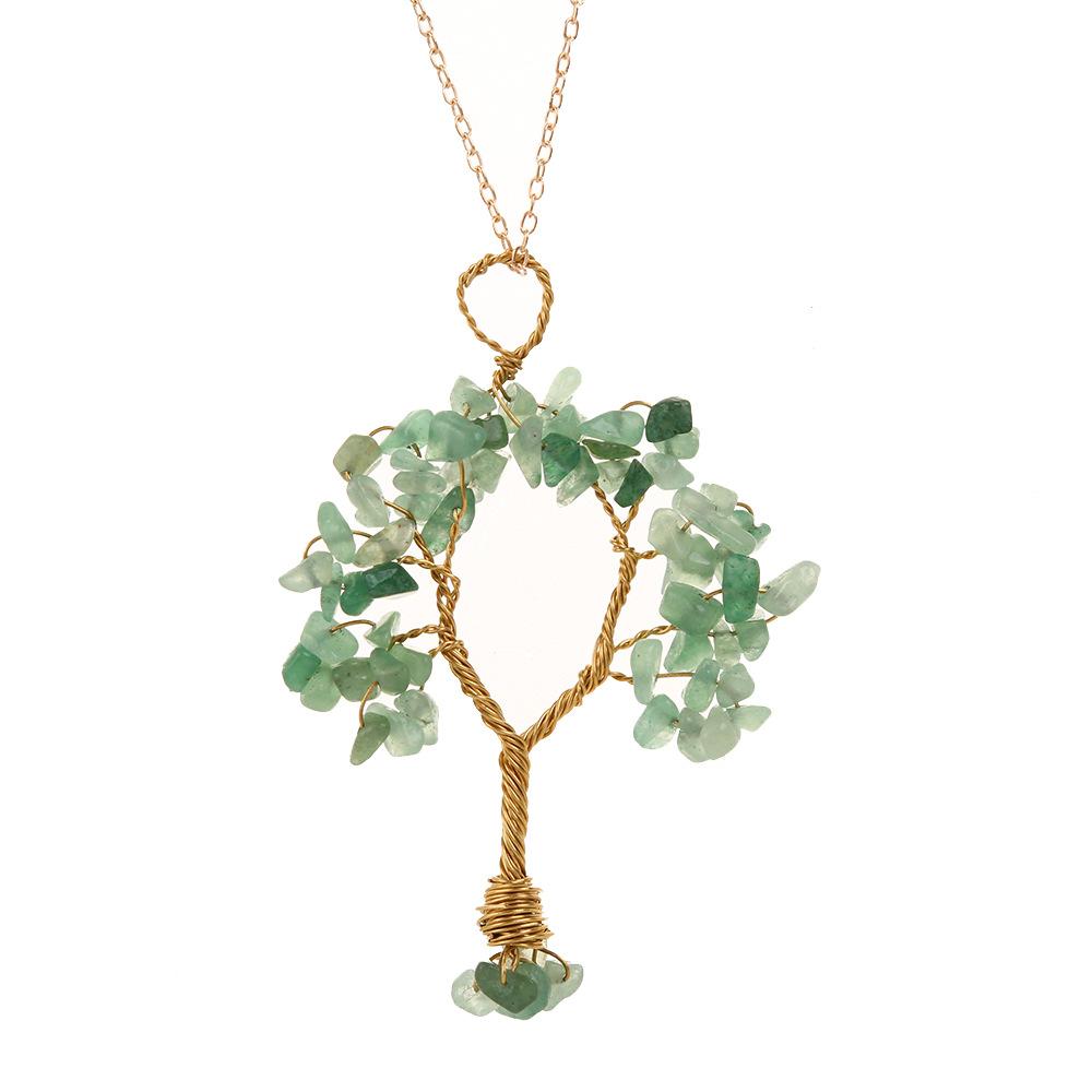 

Natural Gravel Copper Wire Wound Fortune Tree Christmas Tree Tree Life Tree Pendant Necklace N87