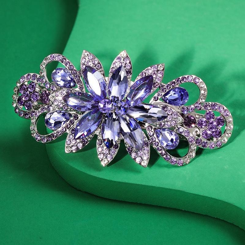 

Белый циркон пружинная заколка с блестящими стразами цветок верхняя заколка горизонтальная заколка элегантное украшение для волос для матери