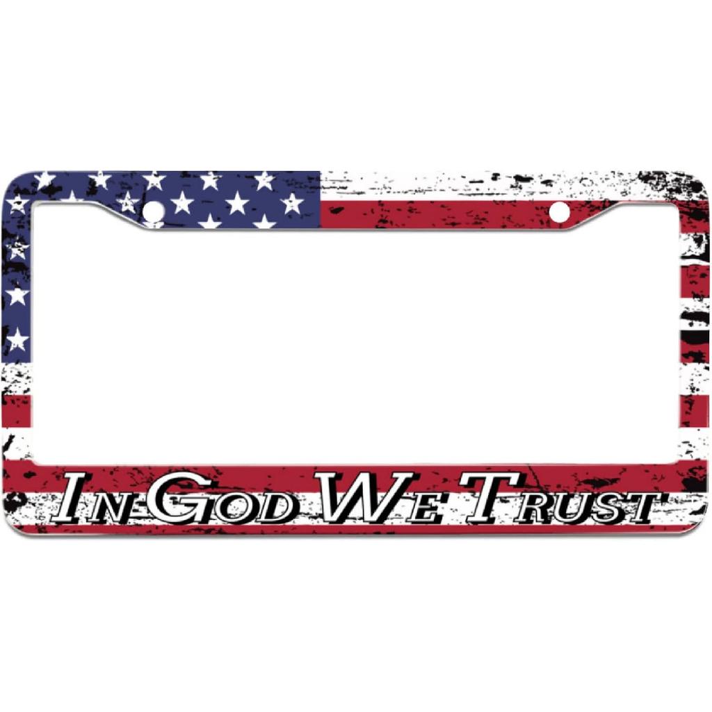 Personalise In God We Trust Christian License Plate Frames Car Universal Accessories Stainless Steel License Plate Cars Decor Screw Caps Fits