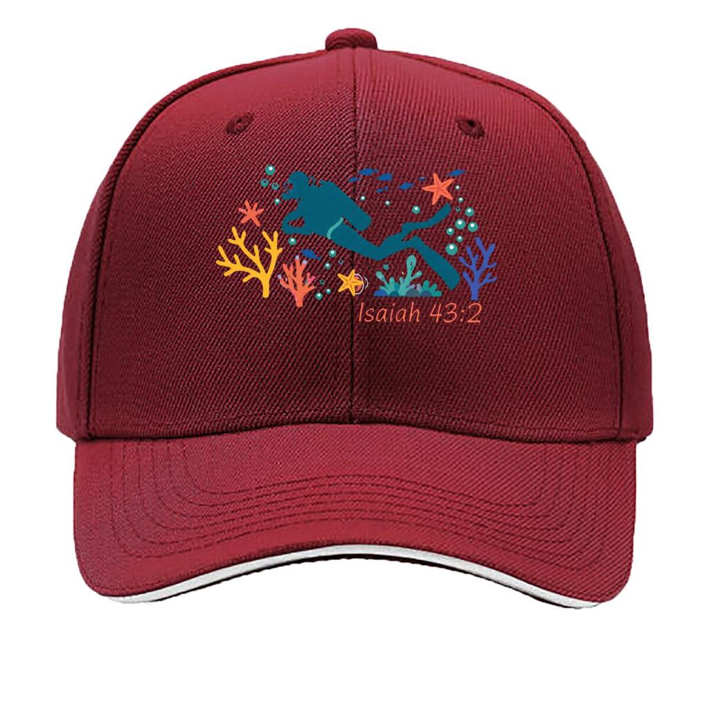Isaiah Scuba Diver Ocean Coral Fish Sandwich Baseball Cap Sun Cap Outdoor Workouts Hat
