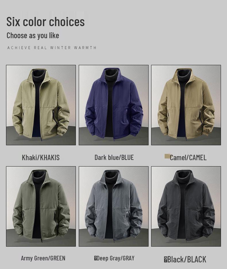 2025 Herrjacka i fleece: Höst/Vinter, Ståkrage, Lös passform, Stor storlek