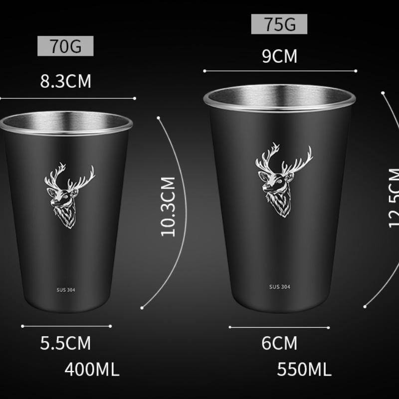 Tasse à bière en métal acier inoxydable Élan de Noël Boisson froide 400/500 ml Gobelet à café Tasses à thé Lait Maison pour le camping Cadeau