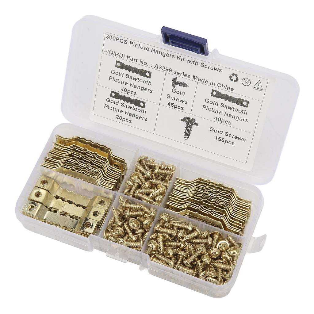 100Pcs   Picture Hangers Rust Resistant Stable   Seamless Sawtooh Frame Hanging Hooks with 200Pcs Screws