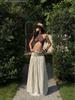 Rovente Women's Retro A-line Low-waist Long Skirt In White – Spring Holiday Style