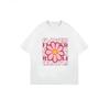 Oversized T Shirt Black Flower Print With Pink Daisy And Text Flower For Casual Wear