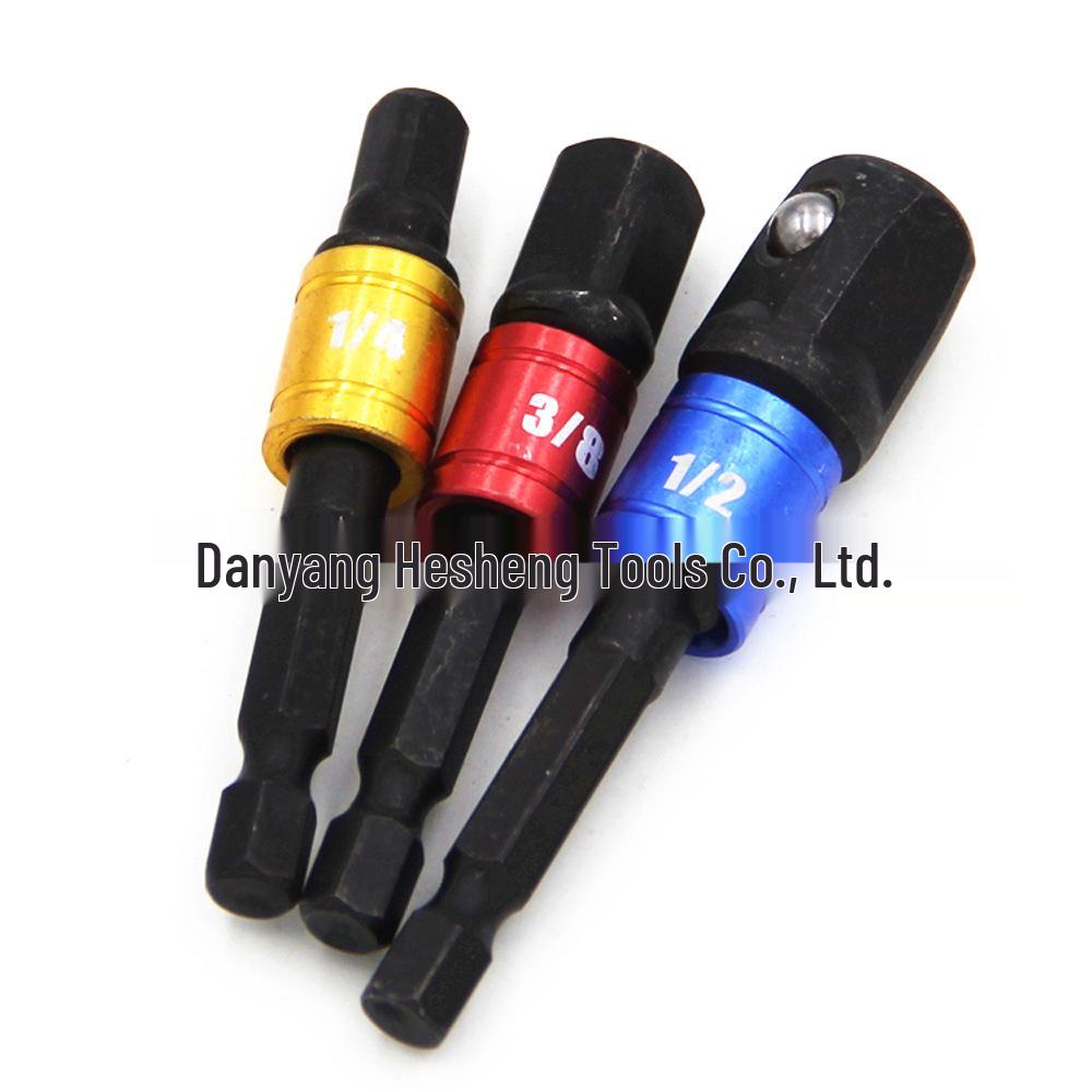 3-Piece Hex Socket Impact Wrench Adapter Set (1/2", 3/8", 1/4") for Electric Screwdriver