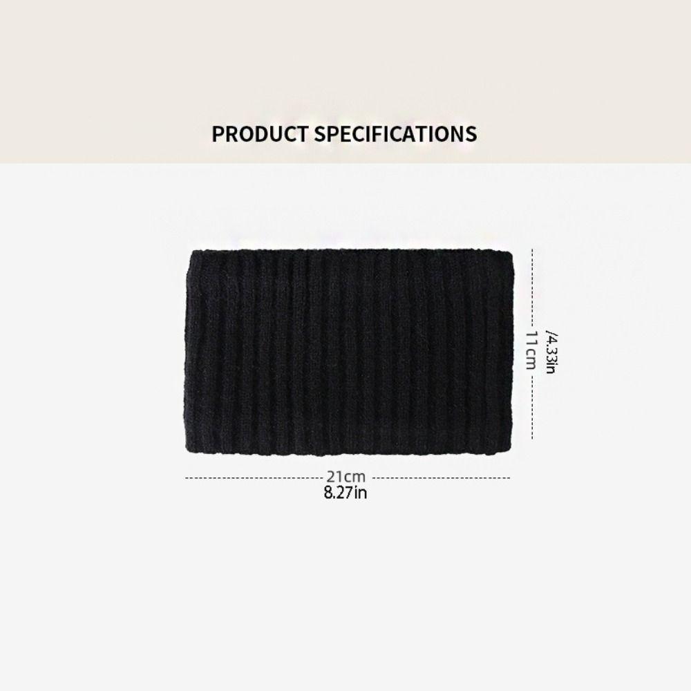 Cute Ear Warm Knitted Headband Plush Fluffy Solid Color Hairband Fleece-lined Wide Edge Warm Hair Band Girl