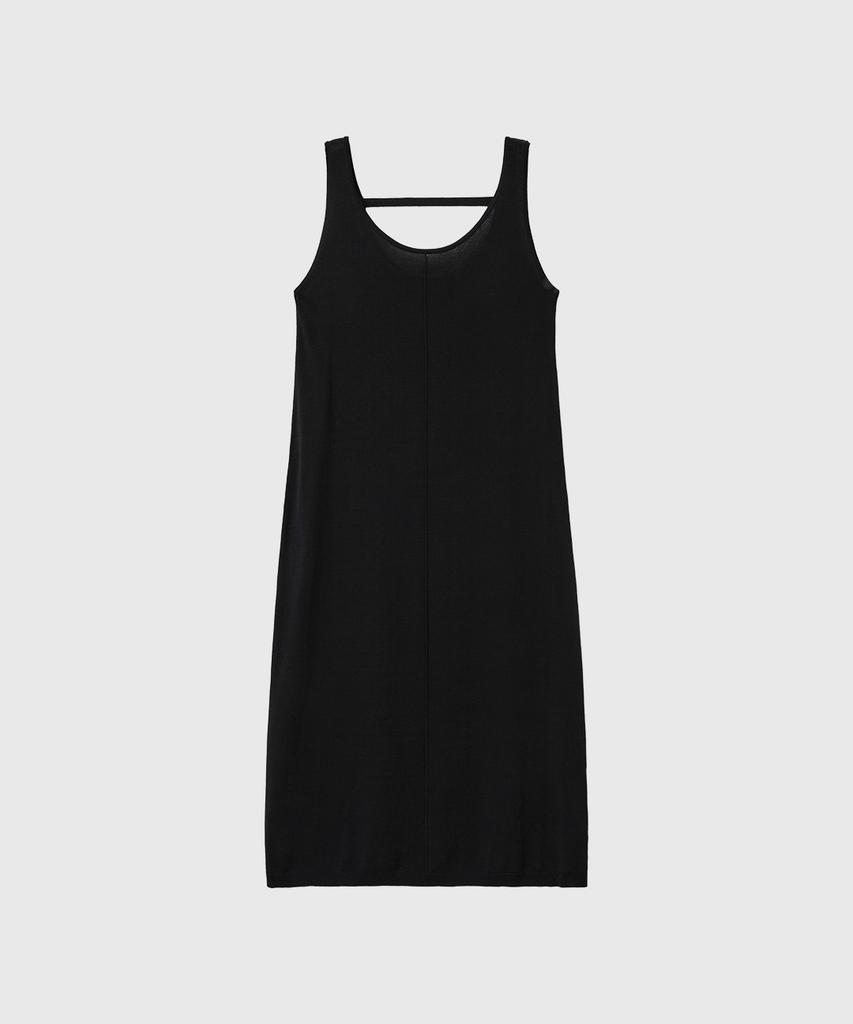General Idea Temperature Cut Cool U-Neck Maxi Knit Dress [Black] / Gf2Lop512