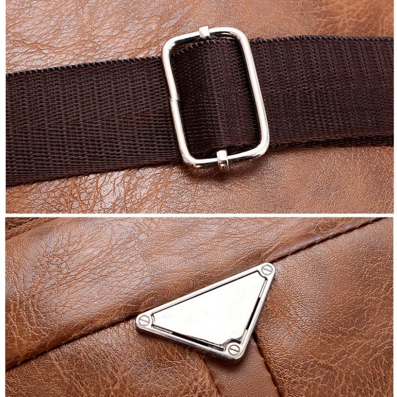 Men's Casual Crossbody Briefcase Backpack Korean Business PU Leather Business Solid Color Messenger Bag