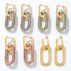 Simple Oval Cubic Zirconia Pendant with U Shape Hoop Earrings Gold Plated Luxury CZ Women's Drop Earring Trend Zircon