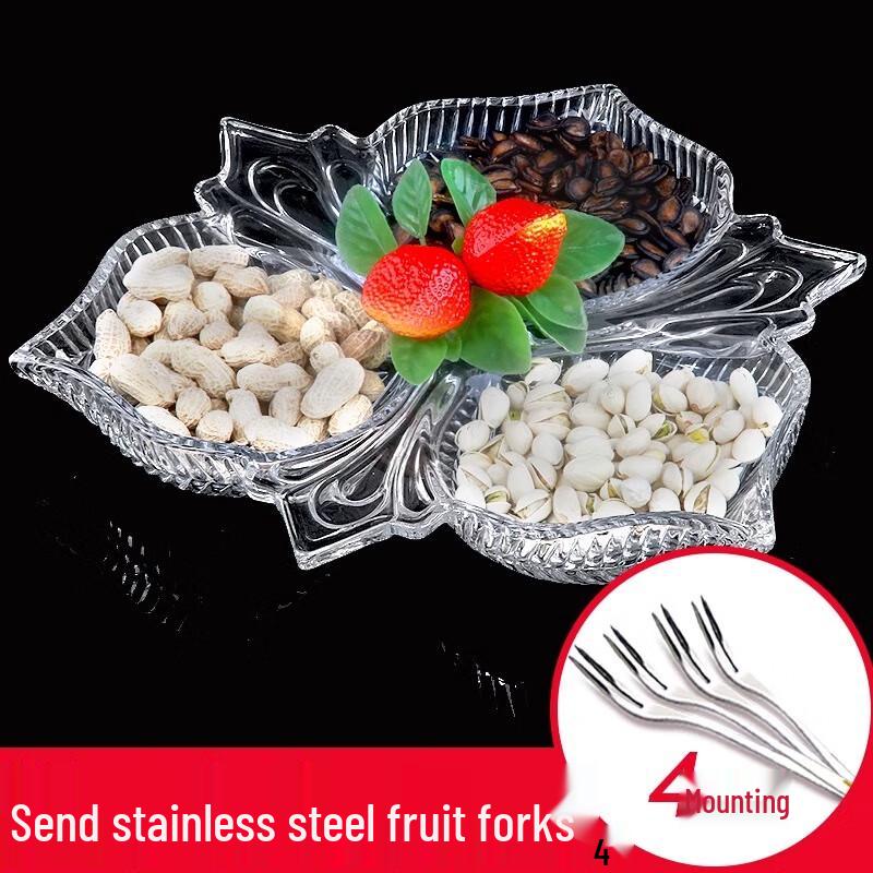 Europejska Szklana Kryształowa Talerz Dzielony na Owoce i Przekąski