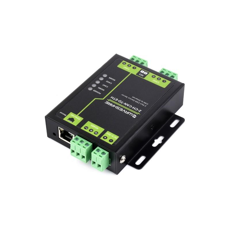 Industrial Grade 2-Ch CAN To Ethernet Server, 2-Ch CAN + RS485 + Ethernet Port, Supports CAN Repeater / CAN To RS485,Dual SOCKET