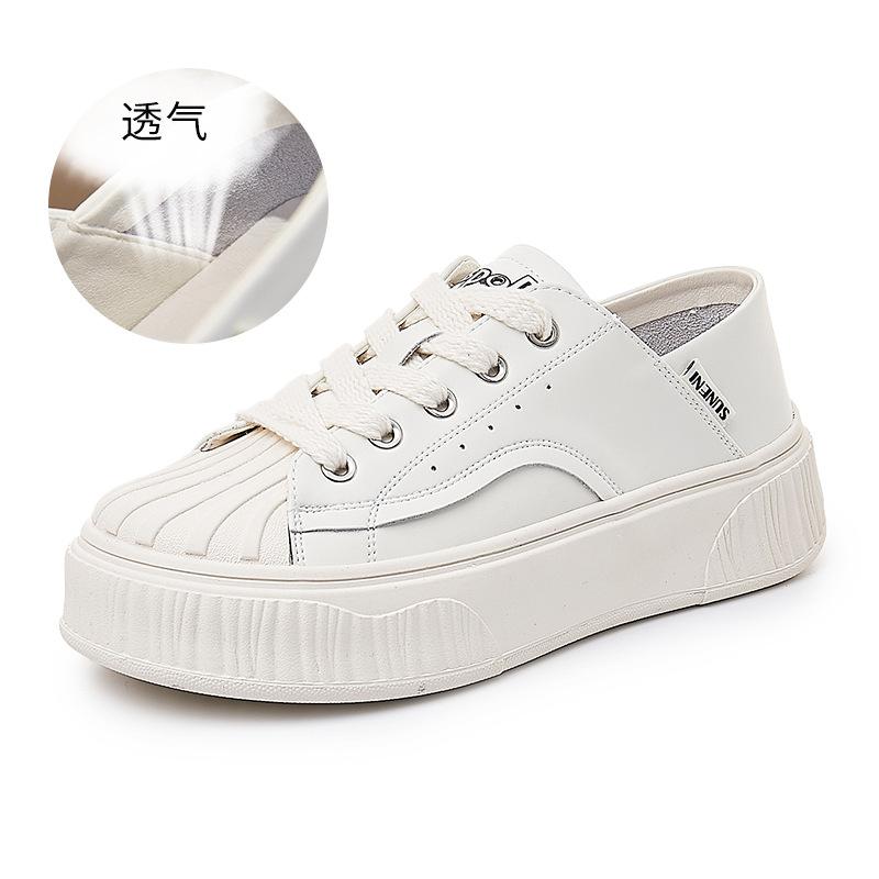 

Shell head leather little white shoes women s 2025 spring new flat-bottomed sports and leisure shoes women s fashion two-wear women s shoes 40 бежевый