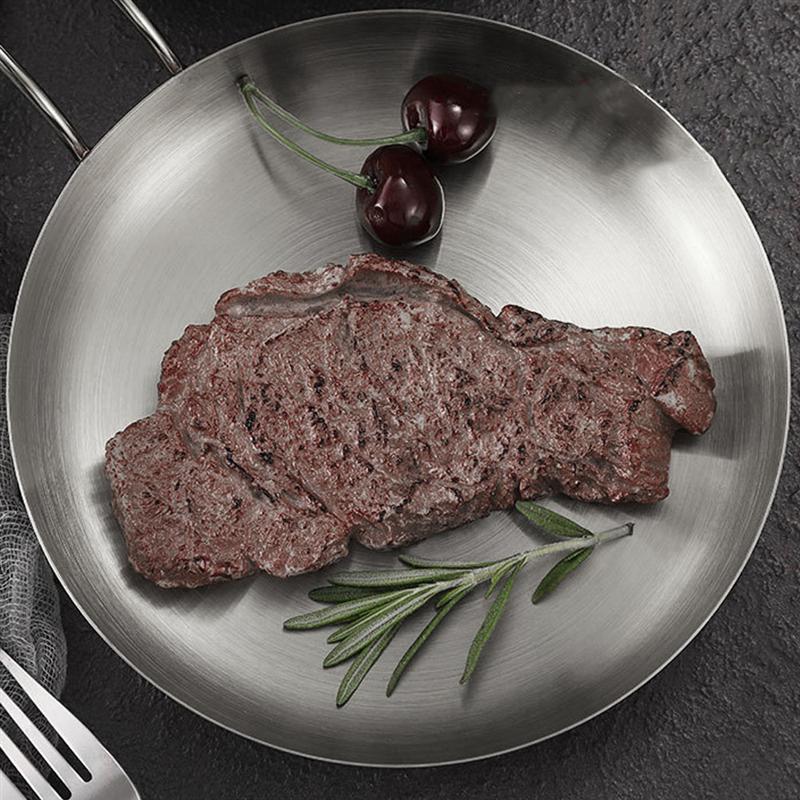 

Stainless Steel Steak Plate Round Fruit Salad Dessert Tray Food Serving Kitchen Tableware Dining серебряный