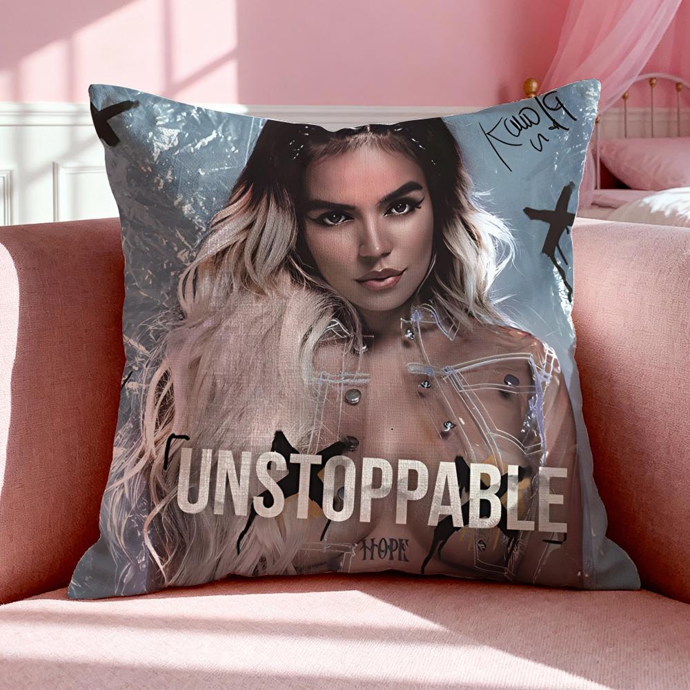 Singer K-Karol G Cushion Cover Breathable Linen Pillowcase Summer Odorless Eco-Friendly Invisible Zipper Washable