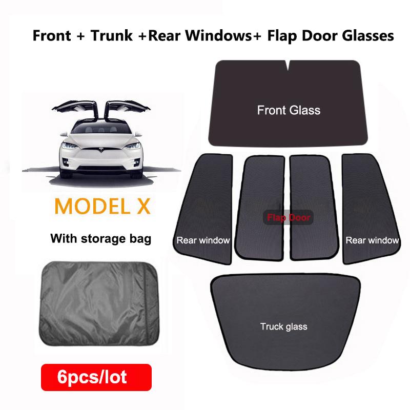 For Tesla Model X 2024 Front Rear Shield Glass Roof Sunshade Skylight Mesh Net Sunroof Blind Shading ModelX Sun Shades Visor