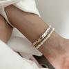 PANJBJ Silver Color Letter Bracelet For Women Girl Bead Versatile Elastic Rope Trend Adjustable Jewelry Gift Dropshipping
