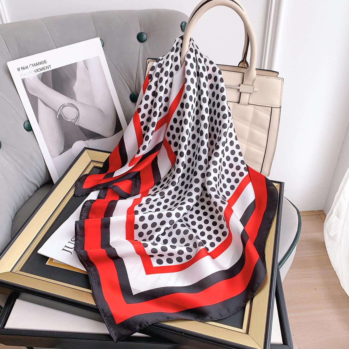 

Ретро литературный в горошек новый квадратный шарф из искусственного шелка летний дорожный внешний шейный маленький шелковый шарф женский галстук сумка 70*70cm