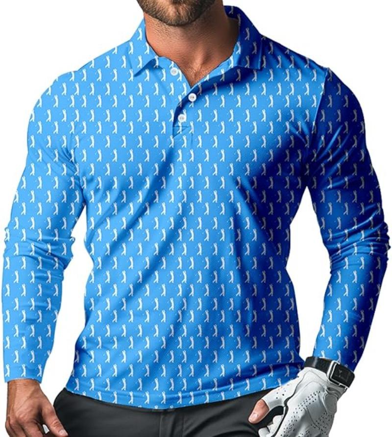 

Мужская футболка поло повседневная с длинным рукавом, деловая, для отдыха и гольфа, из бисерной ткани с воротником 3XL