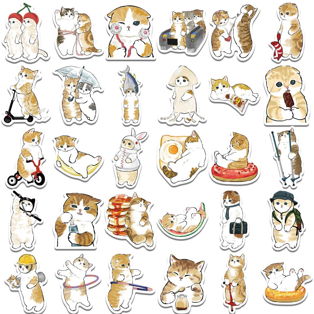 64Pcs/Set Cute Cat Stickers Skateboard Notebook Fridge Phone Guitar Luggage Decal Sticker Toy