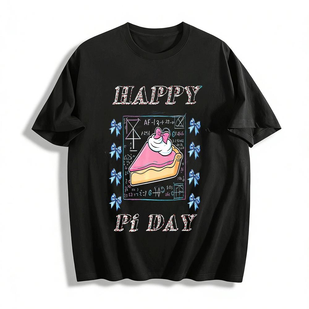 Happy Pi Day Pink Pie Math Themed Graphic Casual Top Pure cotton T-shirt XXS