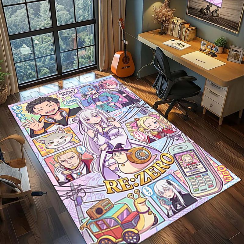 "ReZero" Floor Mat Rug Non Slip Washable Large Area Carpet Home Bedroom Decor—kwq82