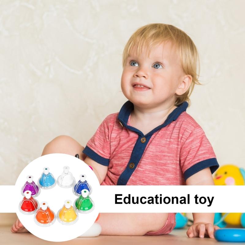 8Pcs Educational Music Toy for Toddlers Children Gift Desk Bells for Kids 8 Notes Colorful Hand Bells Set