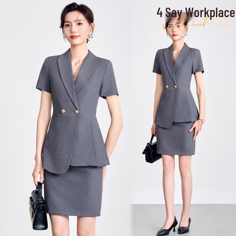 

Elegant Women s Short-Sleeved Suit – Summer 2025 Goddess Style for Managers XL