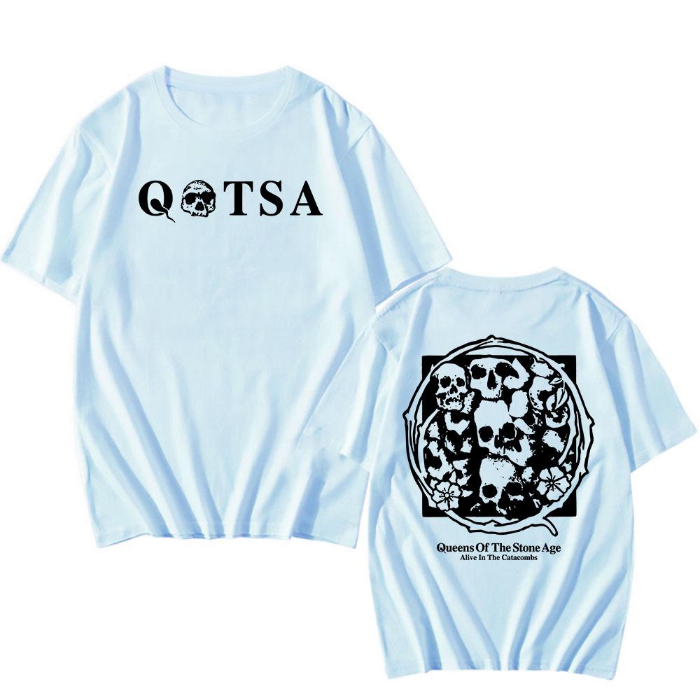 2025 Alive In The Catacombs TShirt QUEENS OF THE STONE AGE QOTSA Tshirts Rock Band Grunge Fashion T Shirt Summer Cotton Unisex Tee